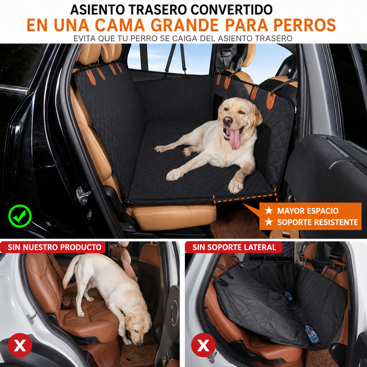 Tapete alargado y reforzado para auto, tipo hamaca de viaje para perros