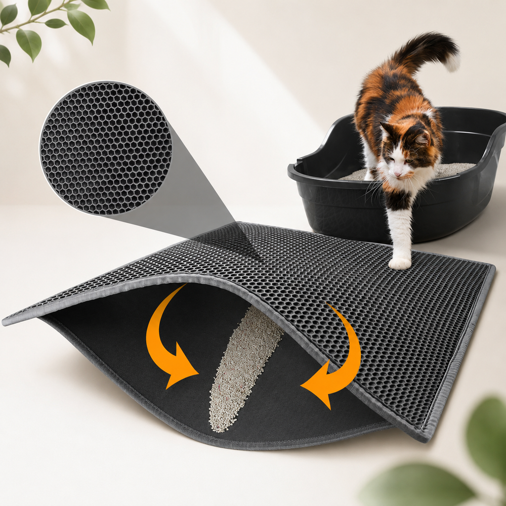Tapete para arena de gato tipo panal, impermeable y resistente a la orina, suministros para mascotas.