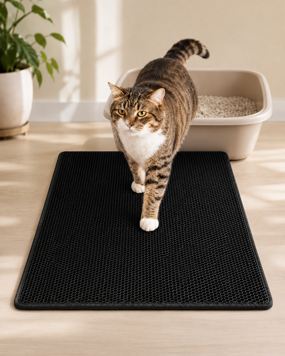 Tapete para arena de gato tipo panal, impermeable y resistente a la orina, suministros para mascotas.