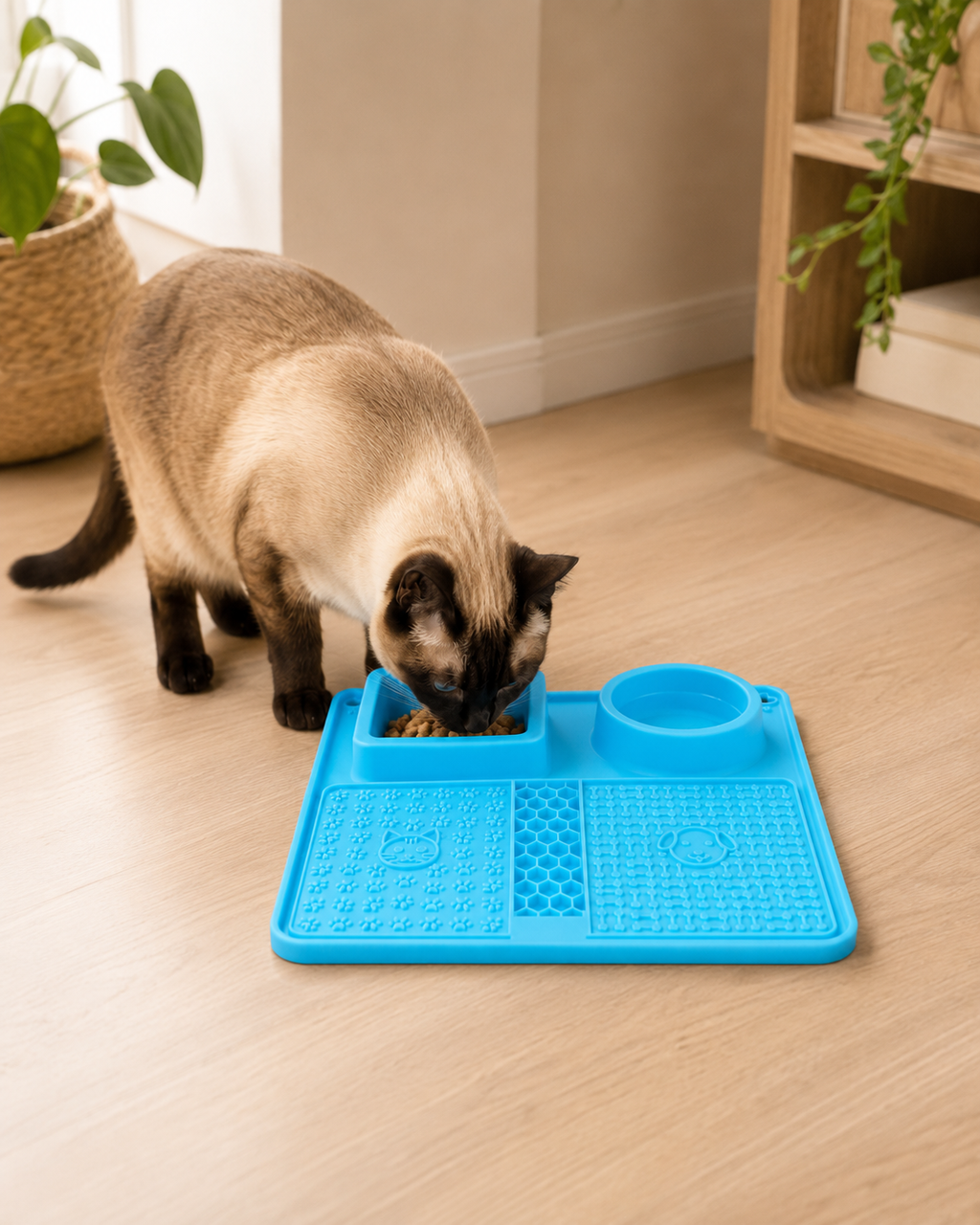 Tazón multifuncional de silicona para alimentación lenta y tapete para lamer para mascotas