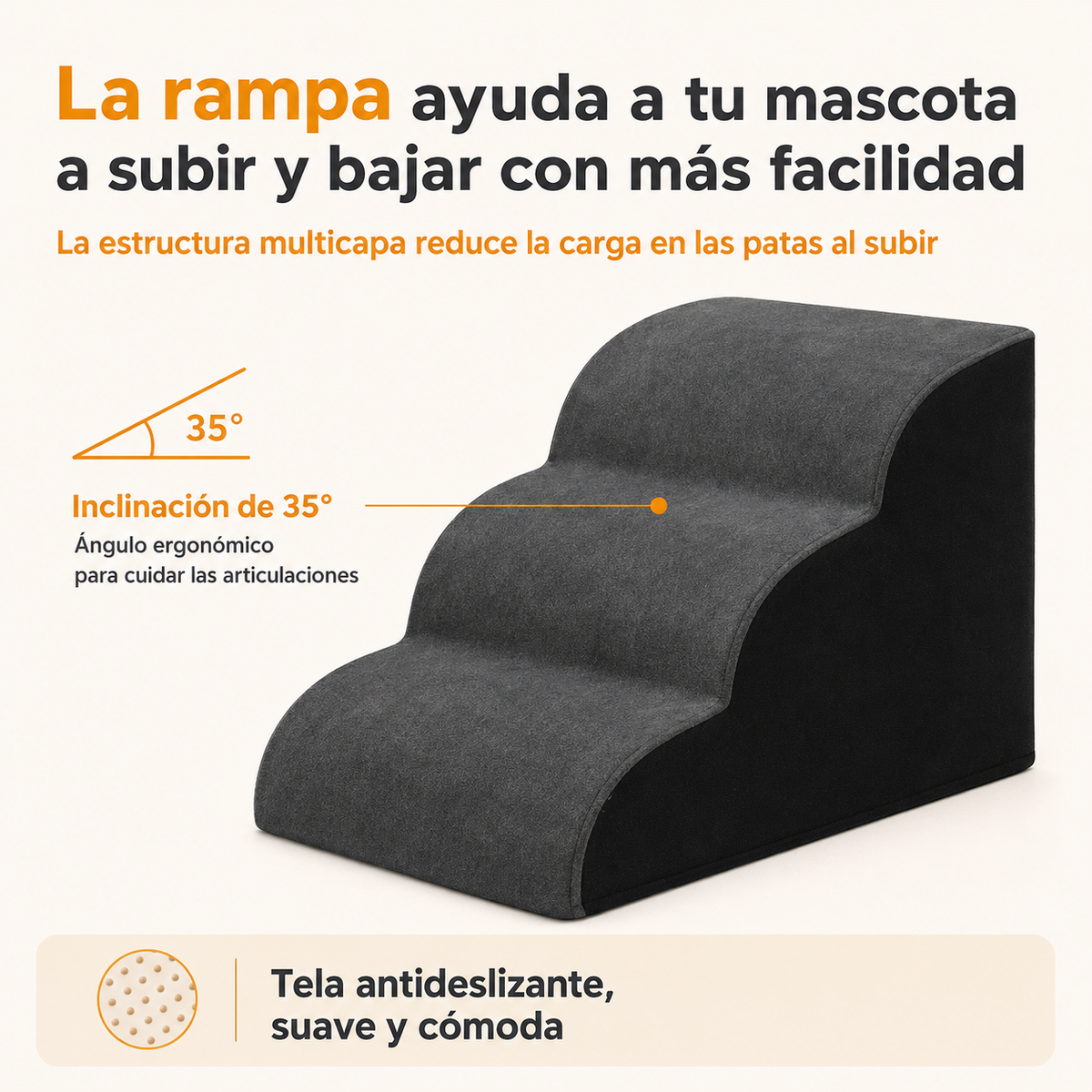 Escaleras para cama de mascota desmontables y lavables