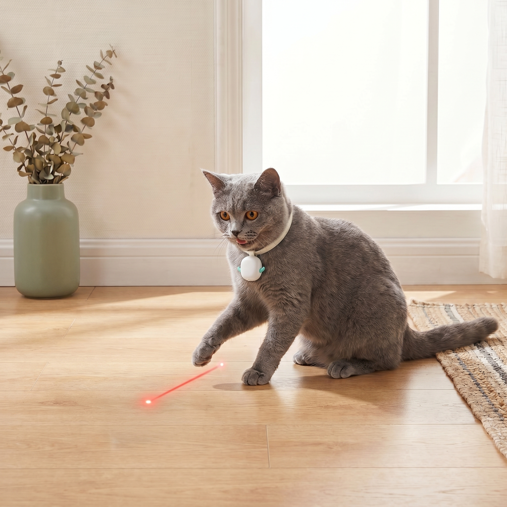 Láser automático para gato tipo collar — juega y caza solo, recargable USB